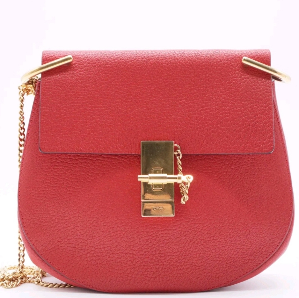 CHLOE LEATHER DREW RED CROSSBODY BAG